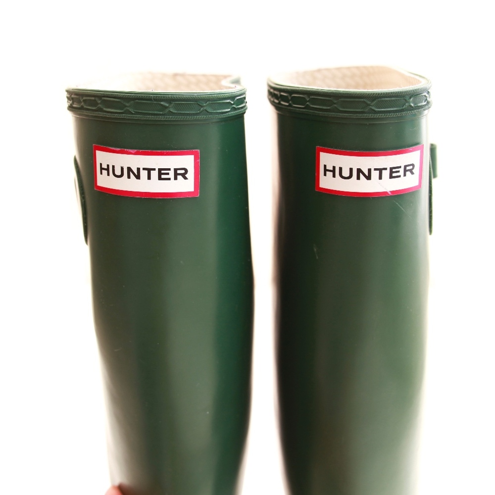 Hunter Green Original Tall Rain Boots 10F w/ Socks - Picture 5 of 8